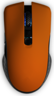 An orange computer mouse acting as a link to my design services web page.